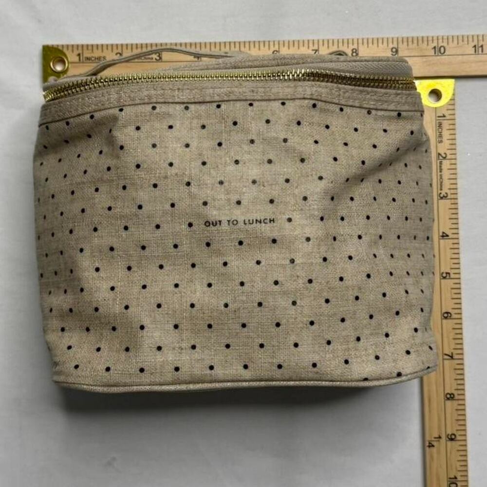 Kate Spade black + cream polka dot lunch bag coquette lunch box work office girl - Picture 3 of 8